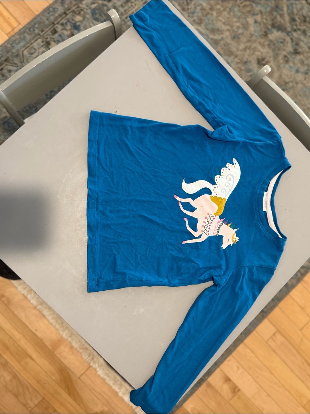 Hanna Andersson Bright Blue Long-Sleeve Tee with Pegasus Graphic